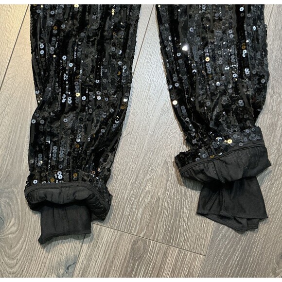 H & M Sequin Velour Special Occasion Dance Party Lined Pants Black Women's Small - Picture 4 of 4